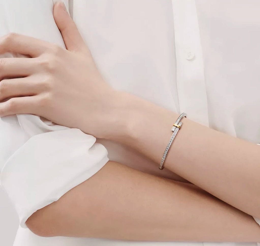T Edge Hinged Bypass Bangle Bracelet