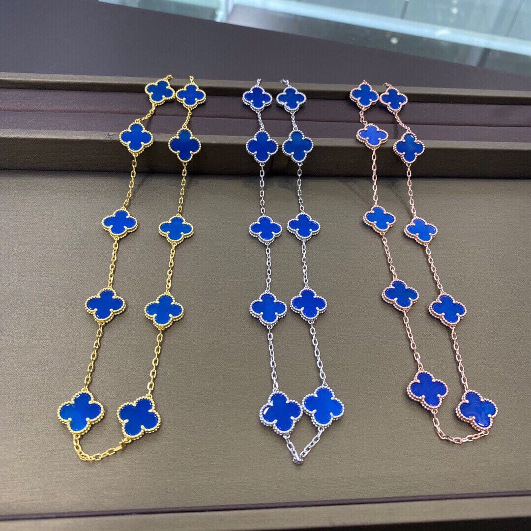 Vintage Alhambra Blue 10 Motifs Necklace