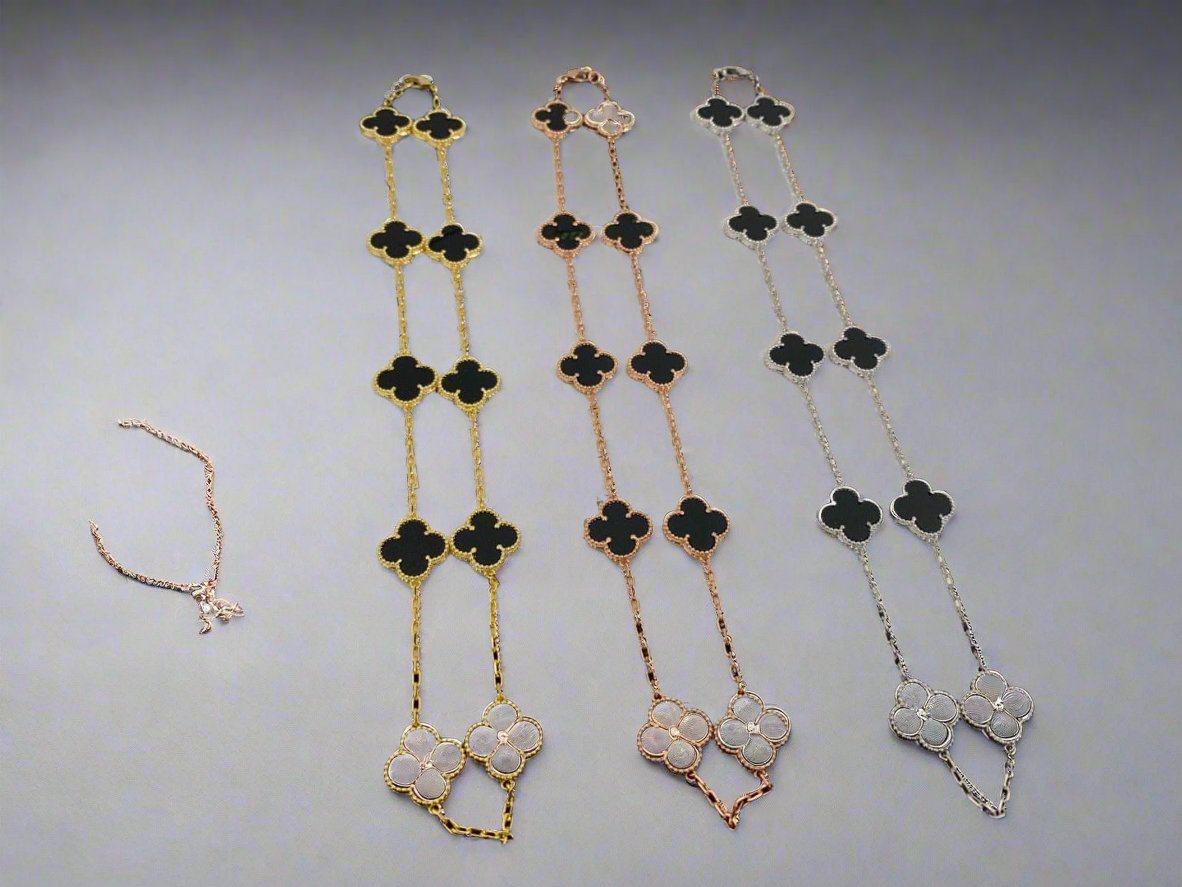 Vintage Alhambra Black 10 Motifs Clover Necklace
