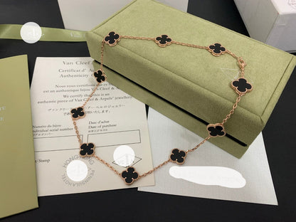 Vintage Alhambra Black 10 Motifs Clover Necklace