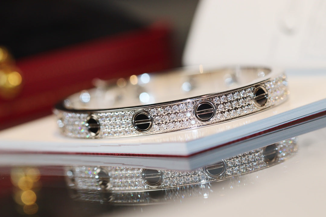 Diamond-paved Ceramic  Love Bracelet