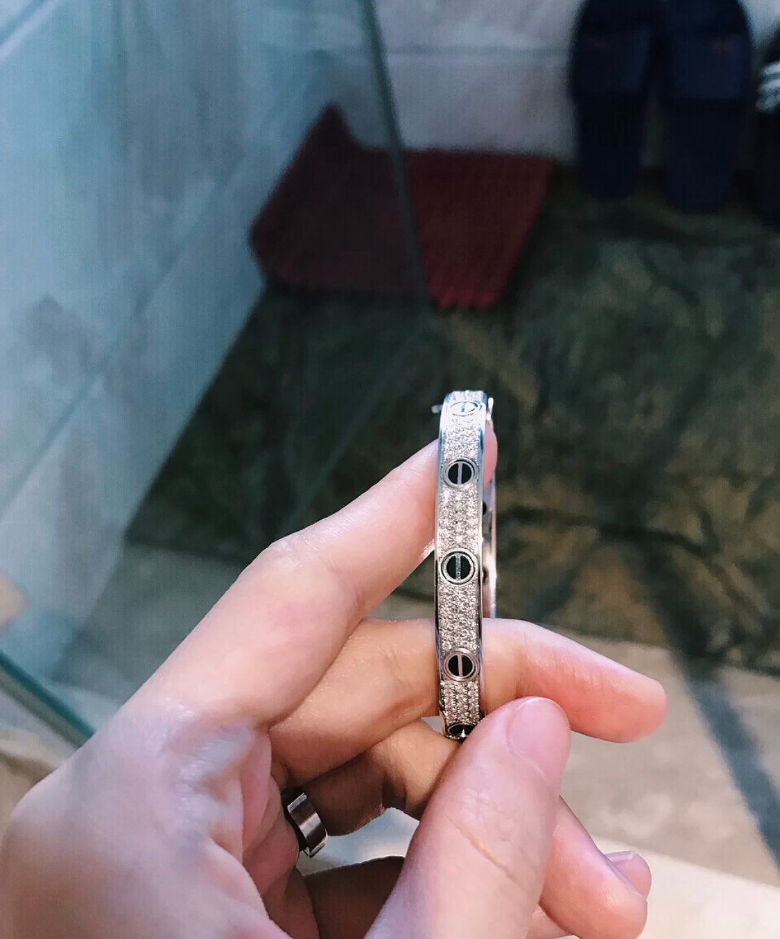 Diamond-paved Ceramic  Love Bracelet