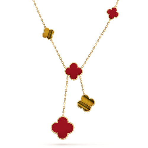 Magic Alhambra Six Motifs Carnelian Clover Necklace