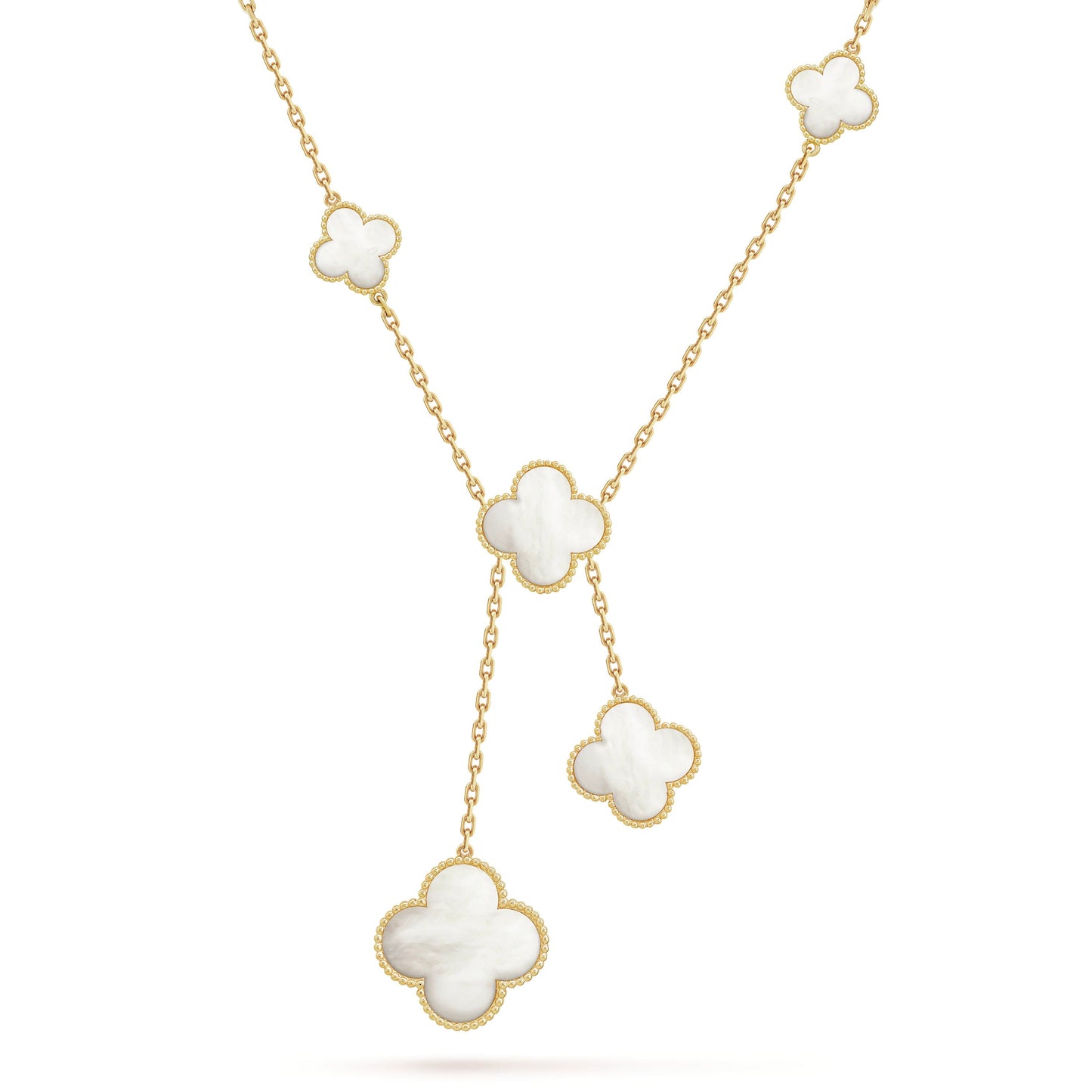 Magic Alhambra Six Pearls Motifs Clover Necklace