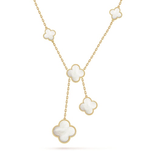 Magic Alhambra Six Pearls Motifs Clover Necklace