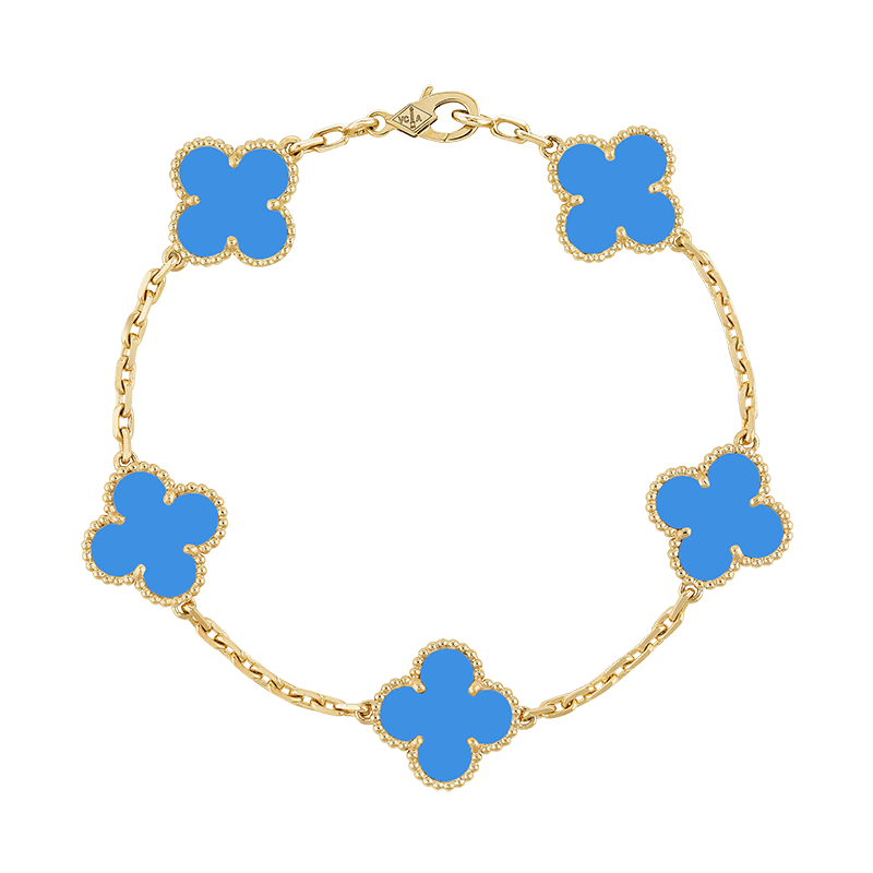 Vintage Alhambra Five Motifs Agate Clover Bracelet