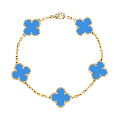 Vintage Alhambra Five Motifs Agate Clover Bracelet