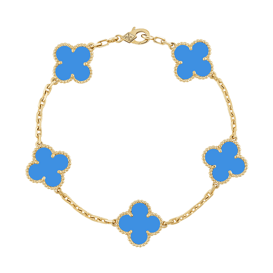 Vintage Alhambra Five Motifs Agate Clover Bracelet