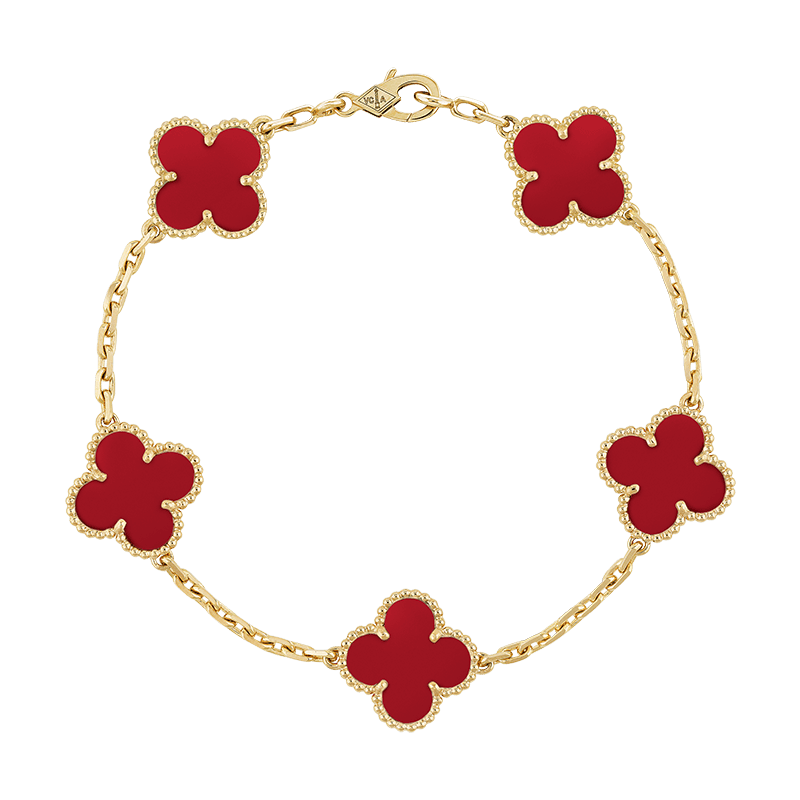 Vintage Alhambra Five Motifs Carnelian Bracelet