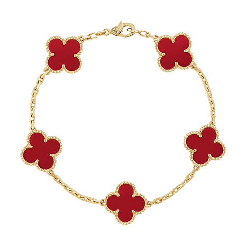 Vintage Alhambra Five Motifs Carnelian Bracelet