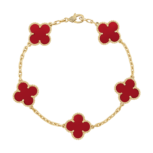 Vintage Alhambra Five Motifs Carnelian Bracelet