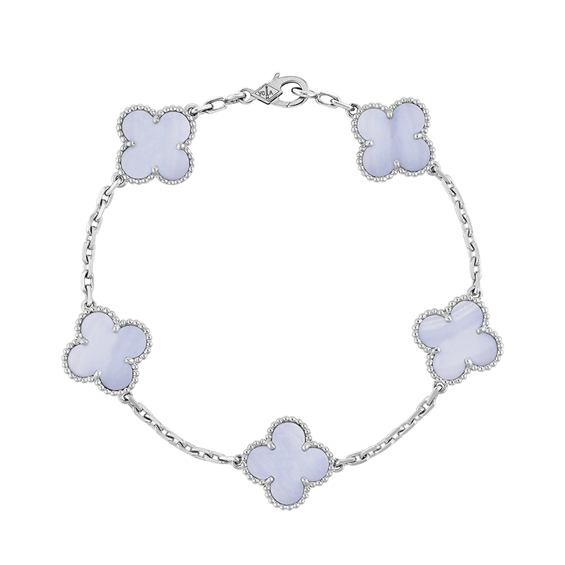 Vintage Alhambra Five Motifs Chalcedony Clover Bracelet