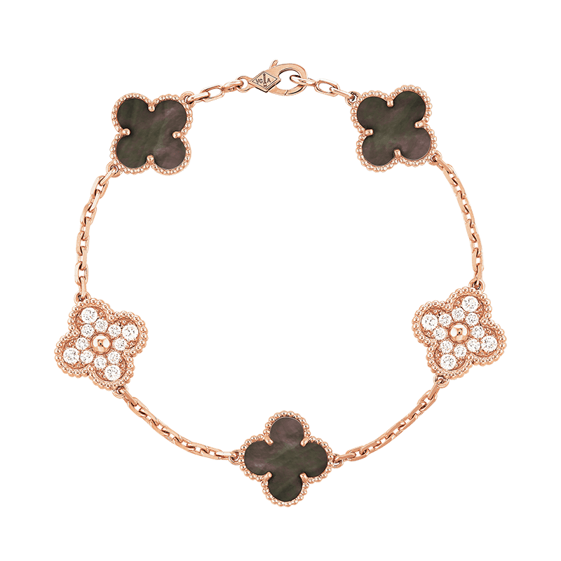 Vintage Alhambra Five Motifs Pearl Bracelet
