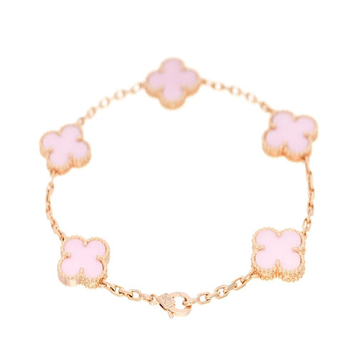 Vintage Alhambra Five Motifs Pink Opal Bracelet