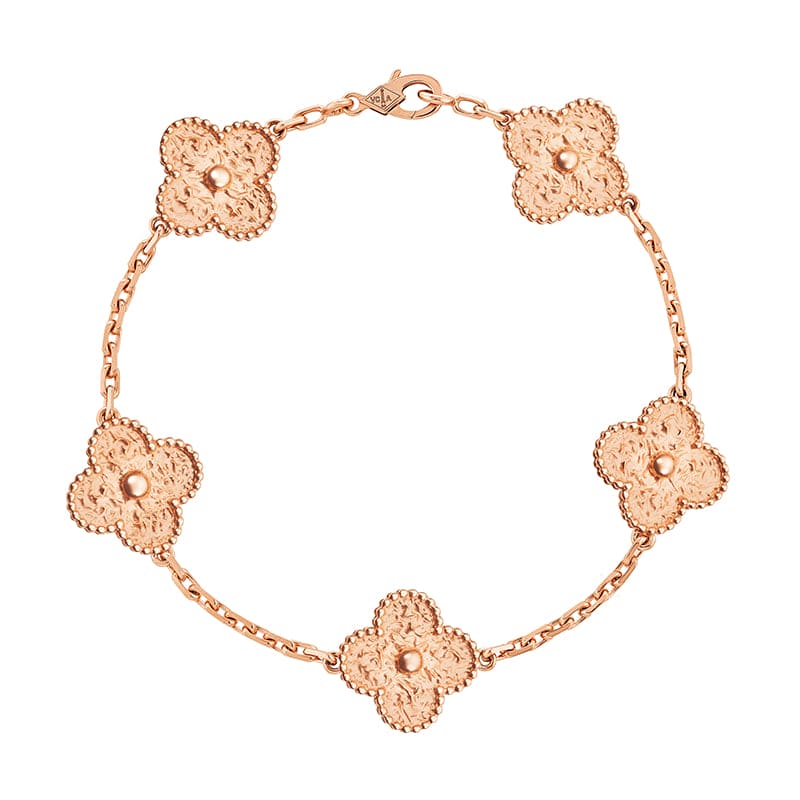 Rose Gold Five Motifs Clover Bracelet