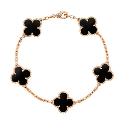 Vintage Alhambra Five Motifs Clover Onyx Bracelet