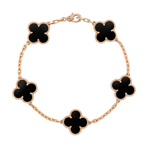 Vintage Alhambra Five Motifs Clover Onyx Bracelet