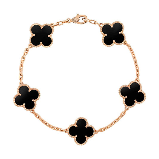 Vintage Alhambra Five Motifs Clover Onyx Bracelet