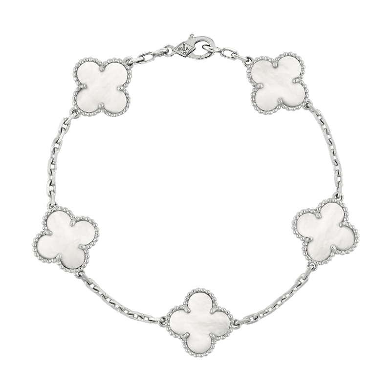 Vintage Alhambra Five Motifs Pearl Bracelet