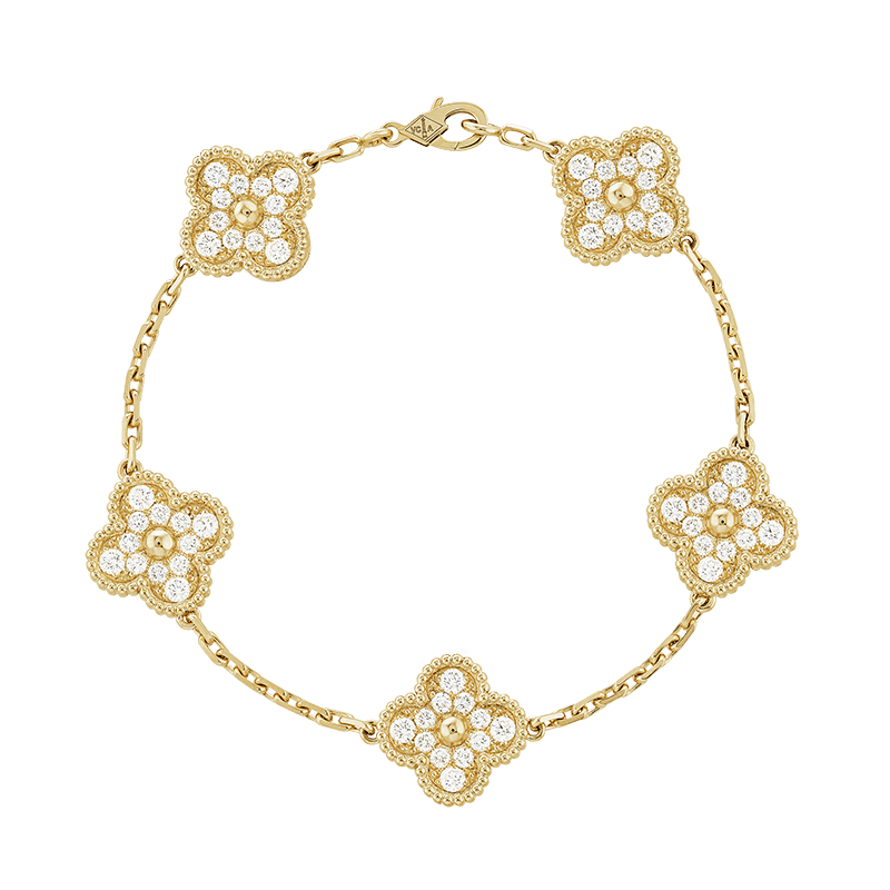 Vintage Alhambra Diamonds Clover Bracelet