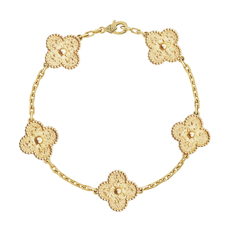 Yellow Gold Five Motifs Clover Bracelet