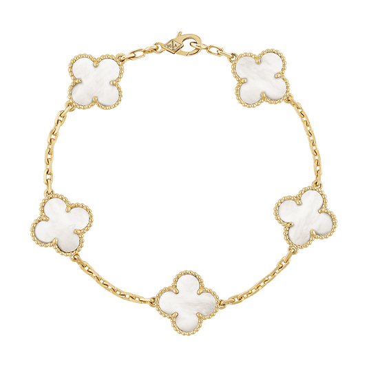 Vintage Alhambra Five Motifs Pearl Bracelet