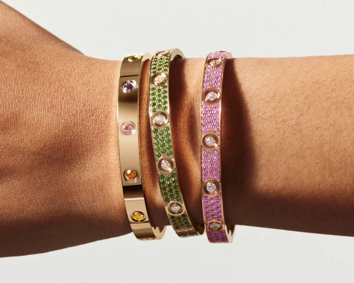 LOVE BRACELET DIAMOND PAVED IN COLORFUL SAPPHIRE