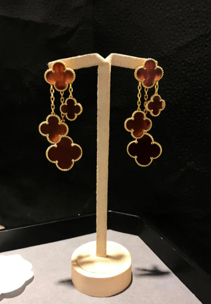 Magic Alhambra Four Motifs Carnelian Earrings