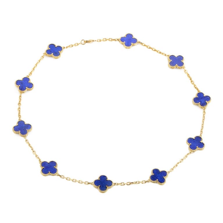 Vintage Alhambra Blue 10 Motifs Necklace