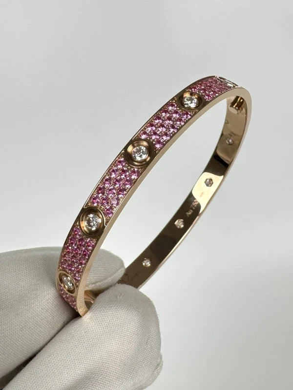 LOVE BRACELET DIAMOND PAVED IN COLORFUL SAPPHIRE
