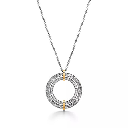 T Edge Circle Diamond Pendant Necklace