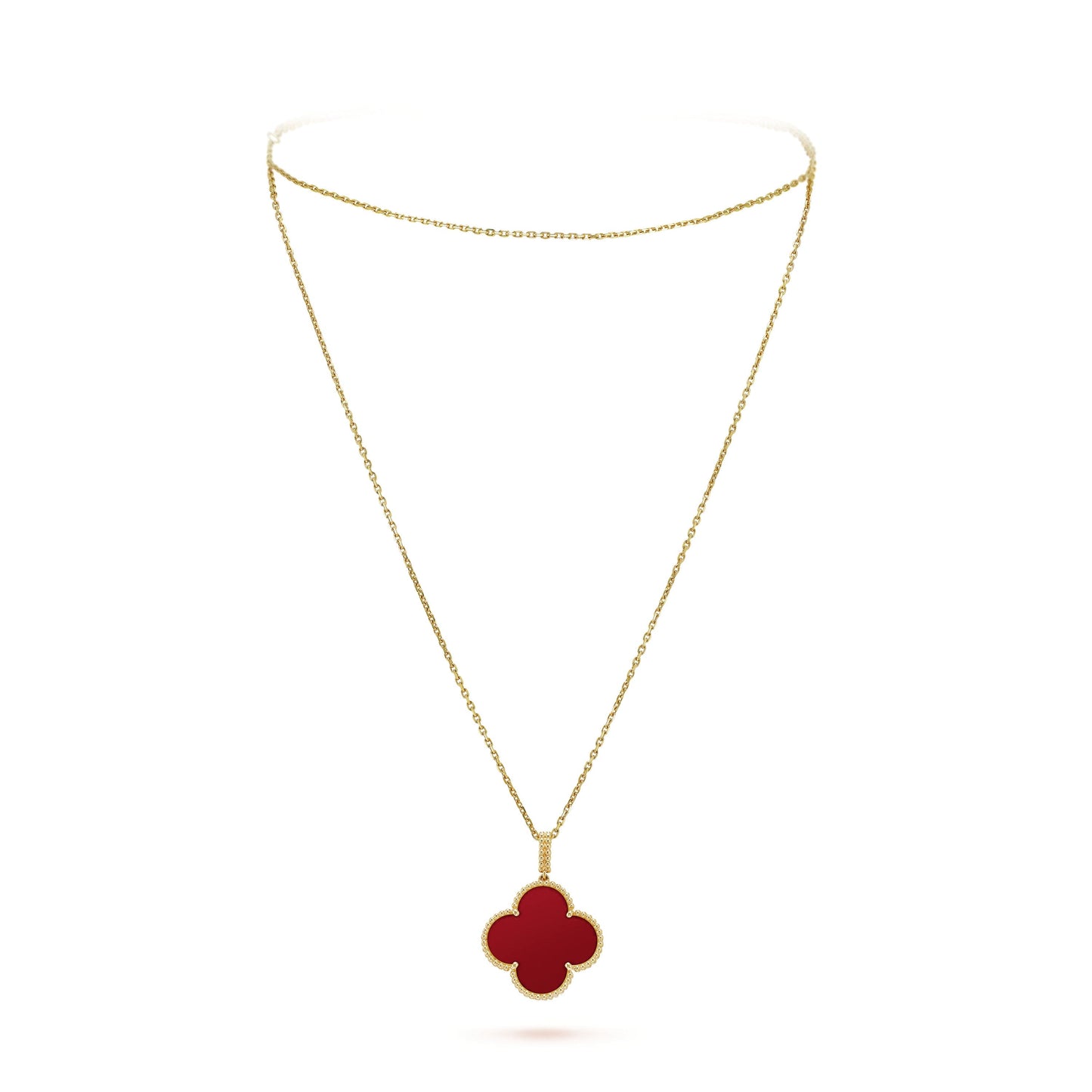 Magic Alhambra One Motifs Carnelian Clover Necklace