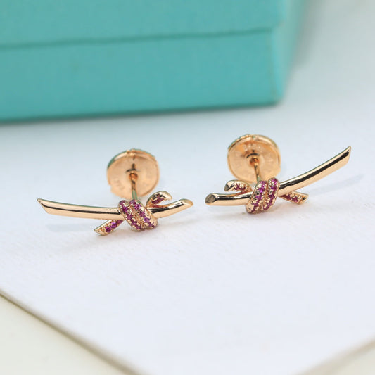 T Knot Pink Diamonds Earrings