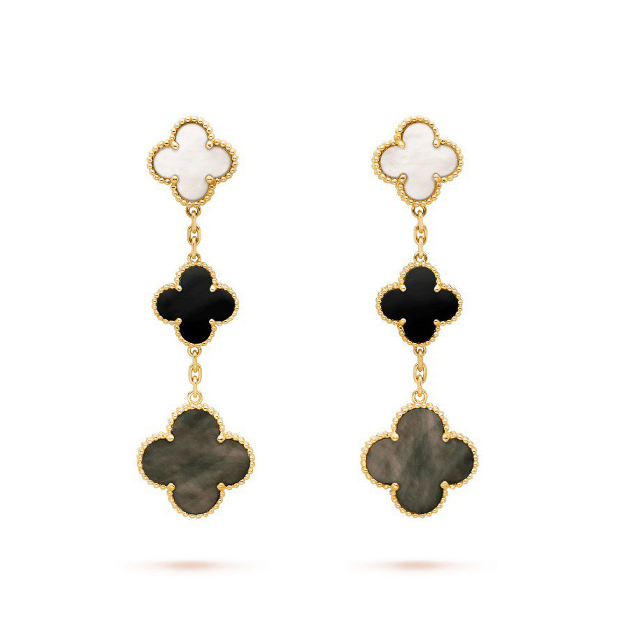 Magic Alhambra Three Pearls Motifs Earrings