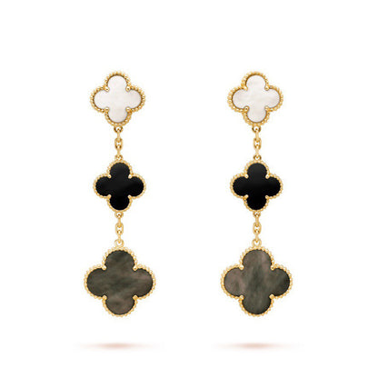Magic Alhambra Three Pearls Motifs Earrings