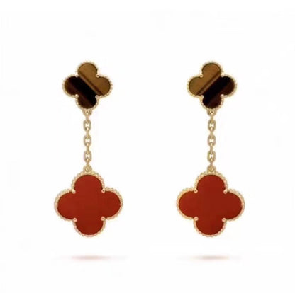 Magic Alhambra Carnelian & Tiger Eye Earrings