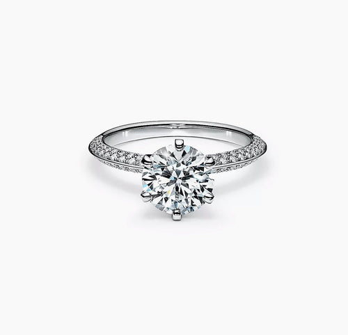 T Pavé Setting Engagement Ring