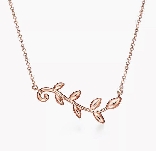 T Olive Leaf Vine Pendant Necklace