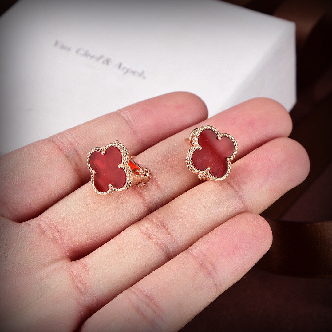 Vintage Alhambra Carnelian Earrings