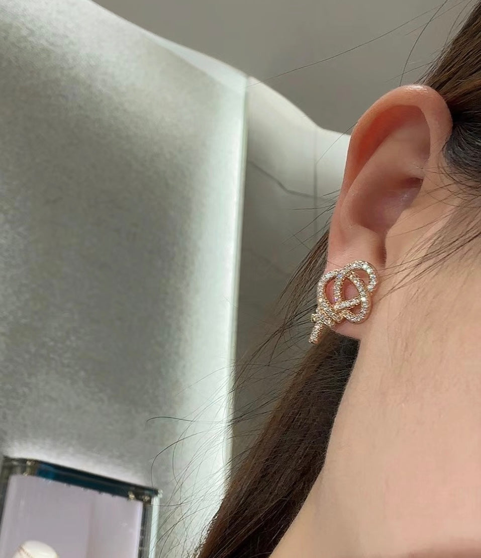 T Keys Woven Diamond Earrings
