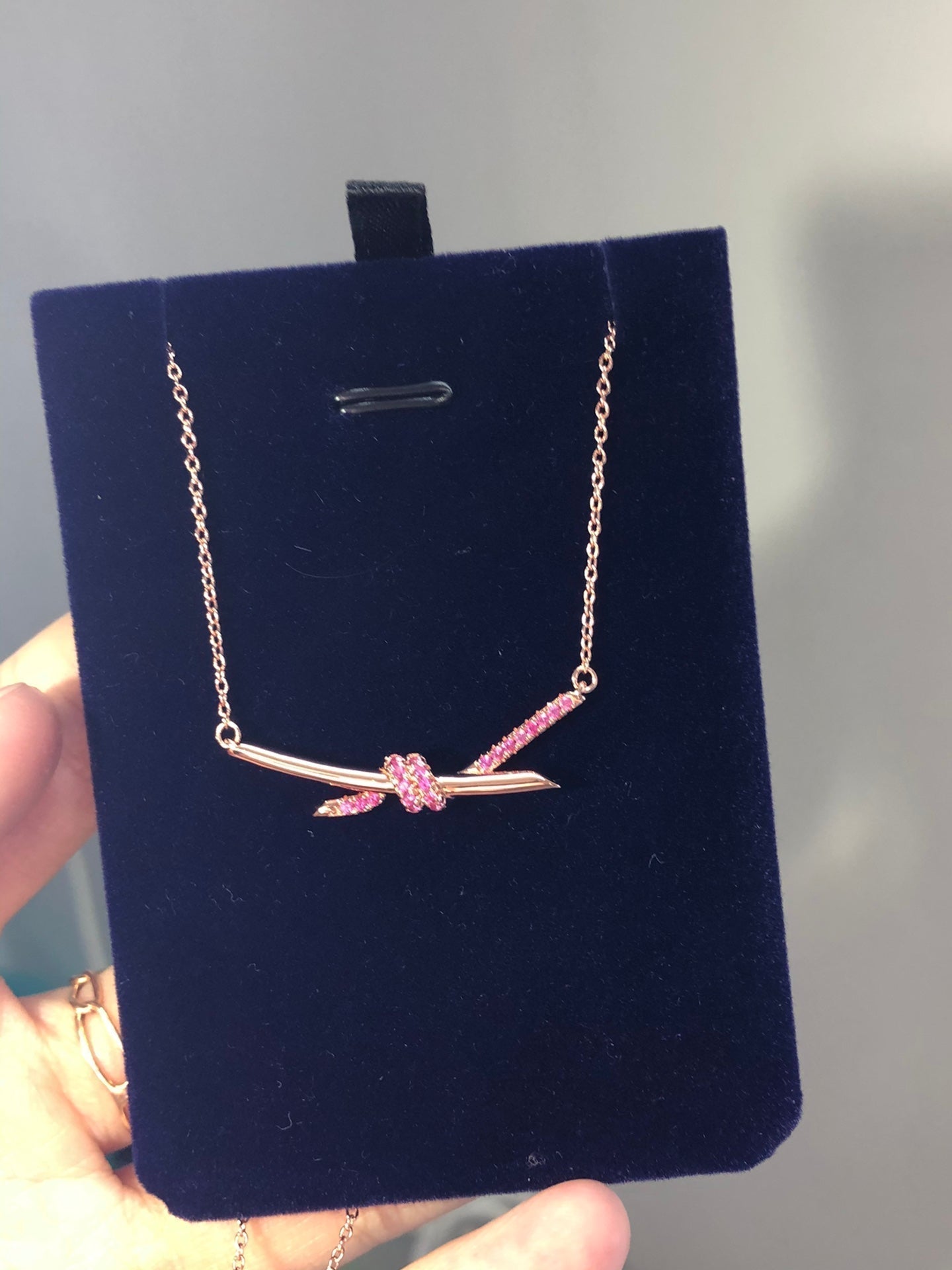 T Knot Pendant Diamond Necklace