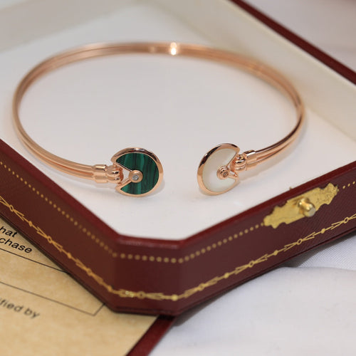 Malachite Pearl & Diamond Open Bracelet