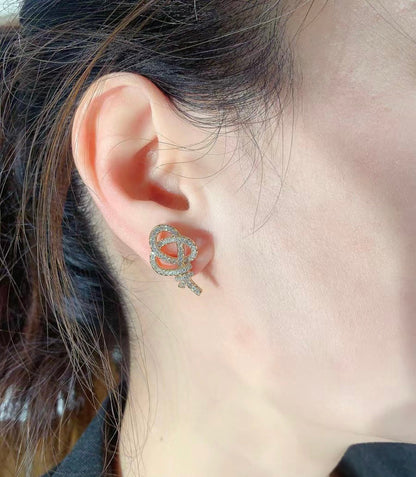 T Keys Woven Diamond Earrings