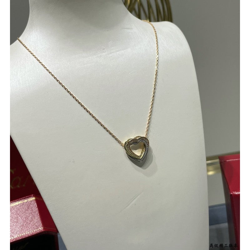 Trinity Heart Full Diamond Necklace