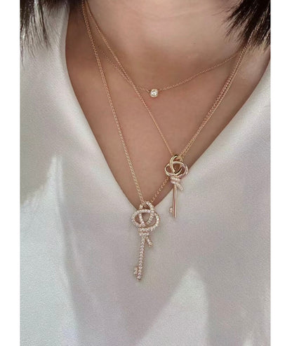 T Keys Woven Diamonds Medium Necklace