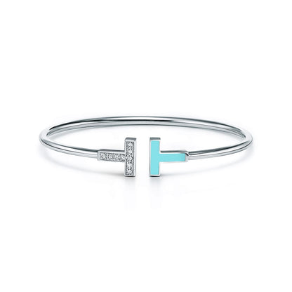 T Diamond and Turquoise Wire Bracelet