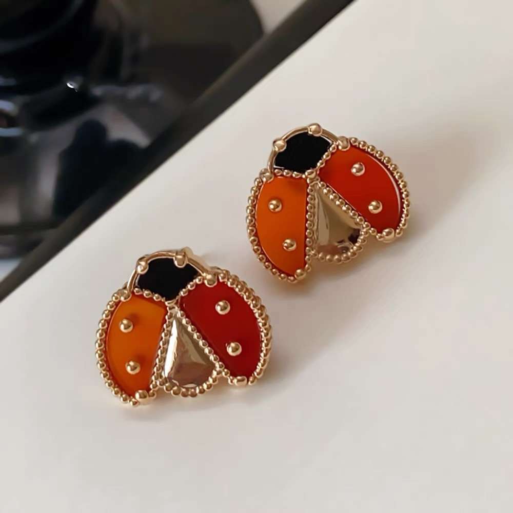Lucky Spring Open Wings Ladybug Earrings