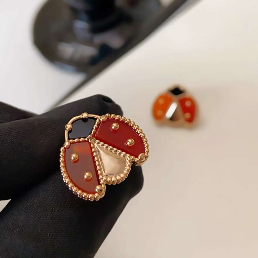 Lucky Spring Open Wings Ladybug Earrings